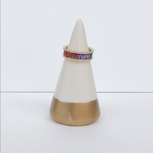 Rainbow Baguette Crystals Ring Multicolor
